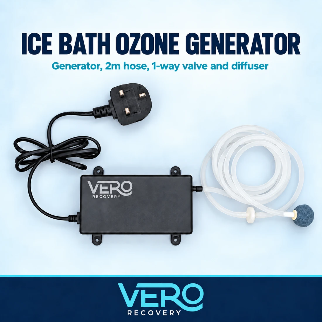 Ice Bath Ozone Generator - generator, hoses, one-way valve and diffuser